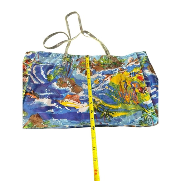 vintage beach shoulder tote bag large plastic cover water sea fish theme - Picture 2 of 5